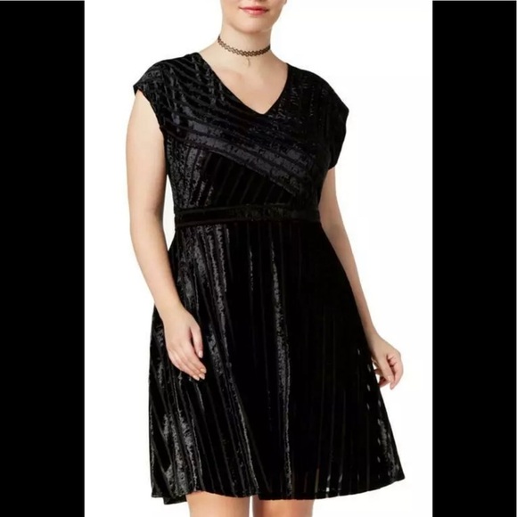 Women’s Black Velvet Party Cocktail Dress Plus Size 1X NY COLLECTION NEW - Picture 1 of 8